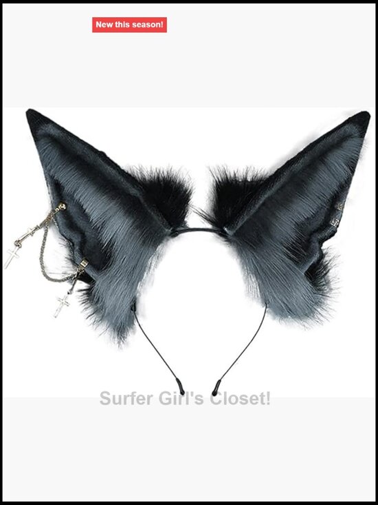 Handmade Faux Fur Wolf Fox Ear Headband Cosplay Hair Accessory Adult main image 5